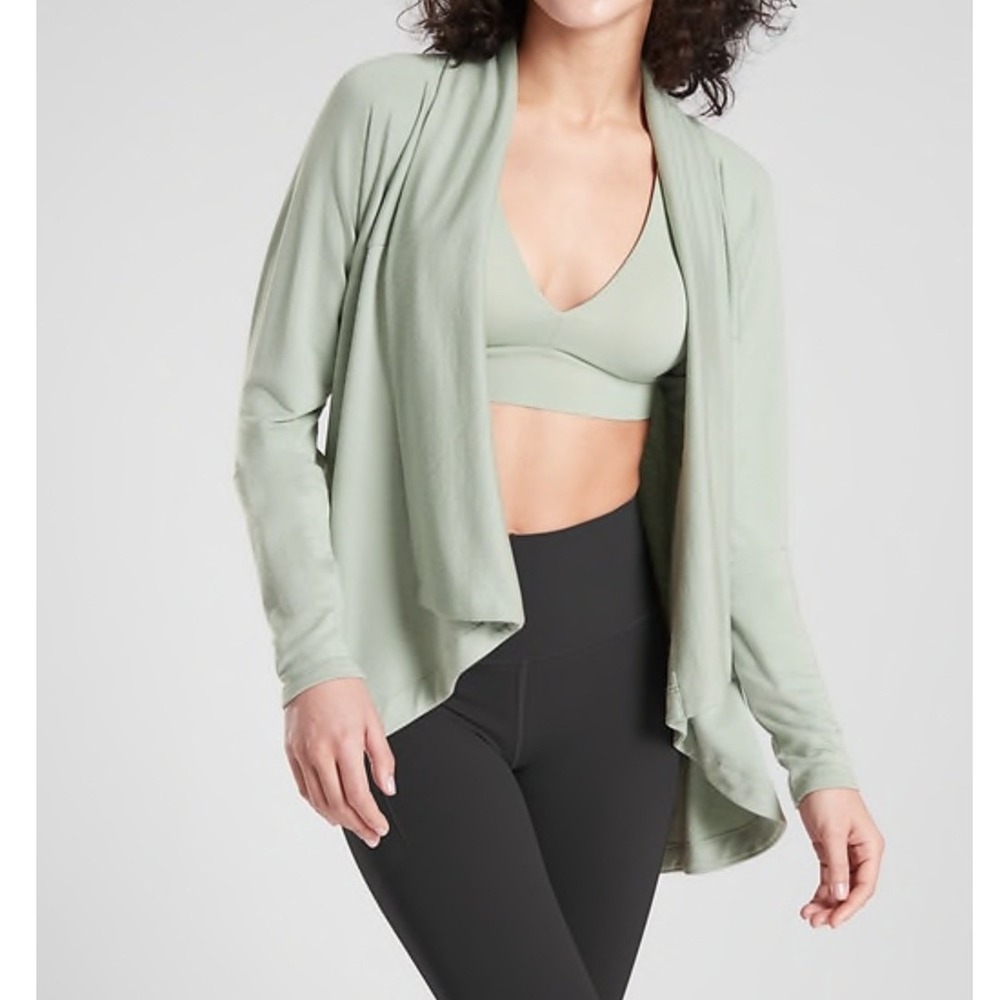 Athleta Waterfall Two‎ way wrap Cardigan Sweater Light Green Size S
